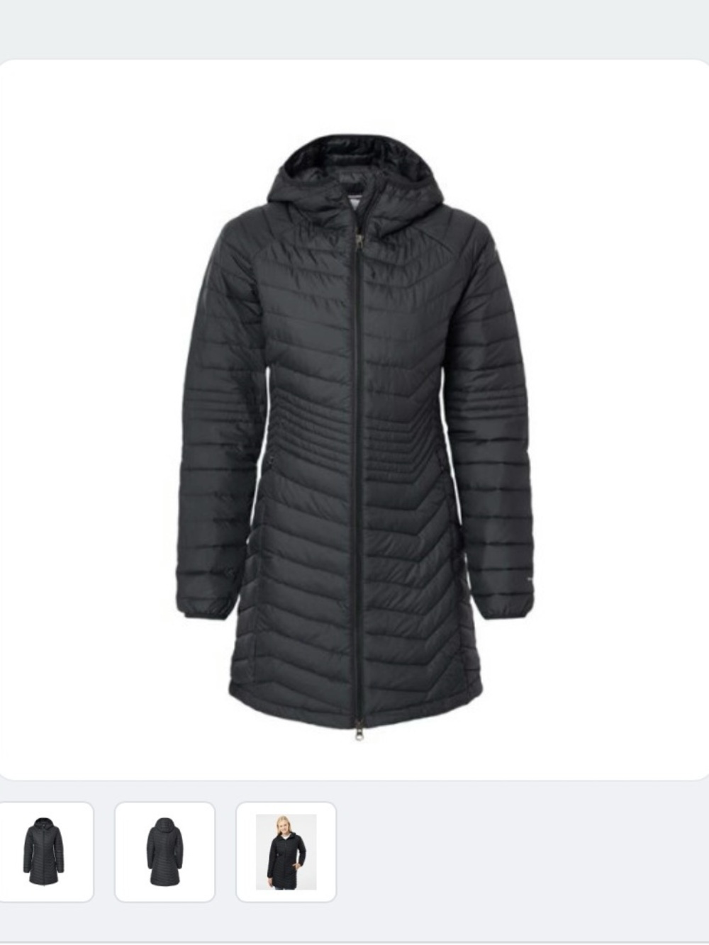 Columbia Women's Black Long Quilted Hooded Puffer